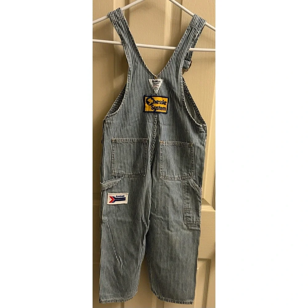 Vintage Pin Stripe Oshkosh B'Gosh Overalls Bibs/Pants Boys Size 4 With Patches‎